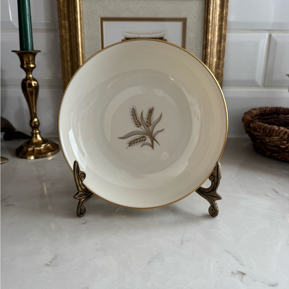 Vintage Wheat by Lenox R-442 Fruit&Dessert Bowl w/24k Gold Trim 1930s 6 1/4”